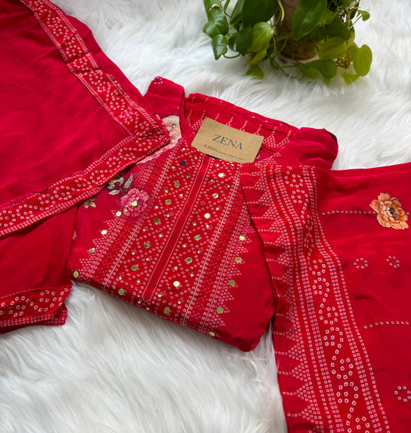 Pure Chinon Partywear Sharara Suit with Sharara Pants – Celebrate in Flowing Elegance