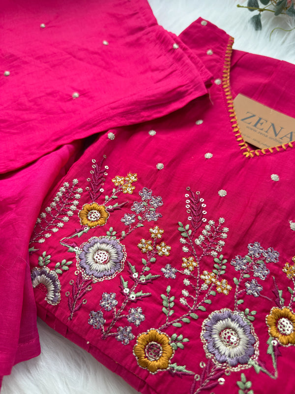 Mul Chanderi Embroidered Anarkali Suit – Elegant Ready-to-Wear Ethnic Set