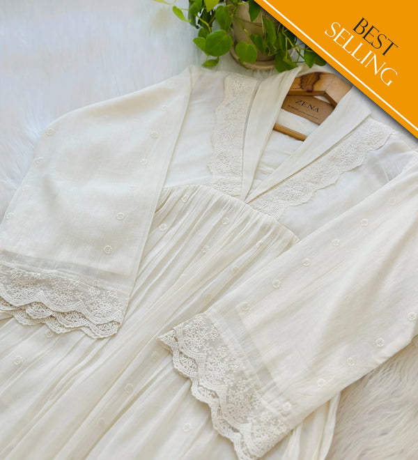 Zena Signature Anarkali 💛 – Premium Pure Mul Cotton🌿