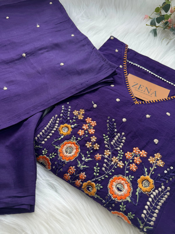 Mul Chanderi Embroidered Anarkali Suit – Elegant Ready-to-Wear Ethnic Set