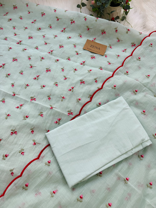 Premium Mul Chanderi Embroidered Unstitched Suit – Redefining Ethnic Elegance