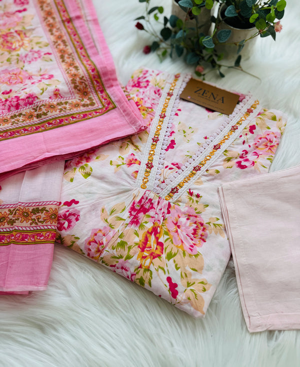 Pure Cotton A-Line Kurti Set – Comfortable & Stylish Daily Wear