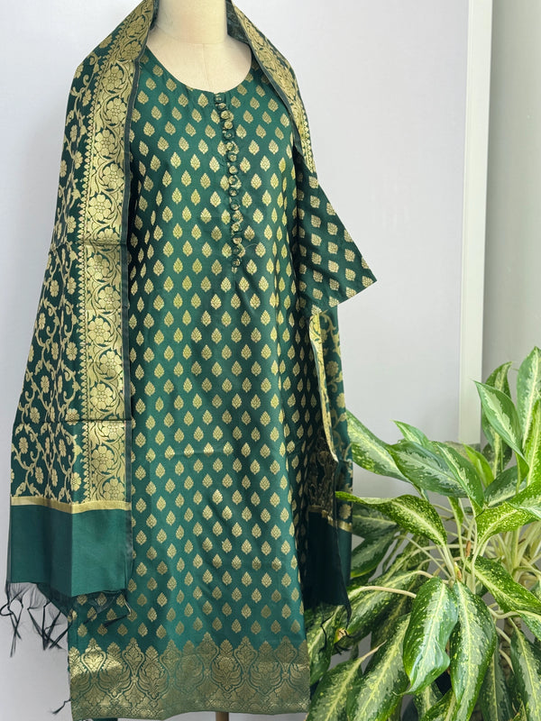 Semi Silk Banarasi Work Kurti Set – Elegant Festive Wear