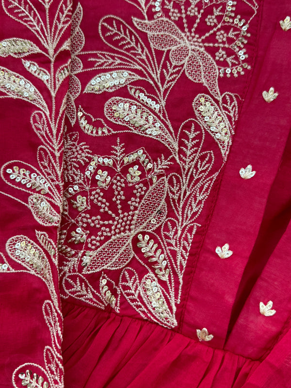 Pure Cotton Embroidered Anarkali Set – Elegant Ready-to-Wear Outfit