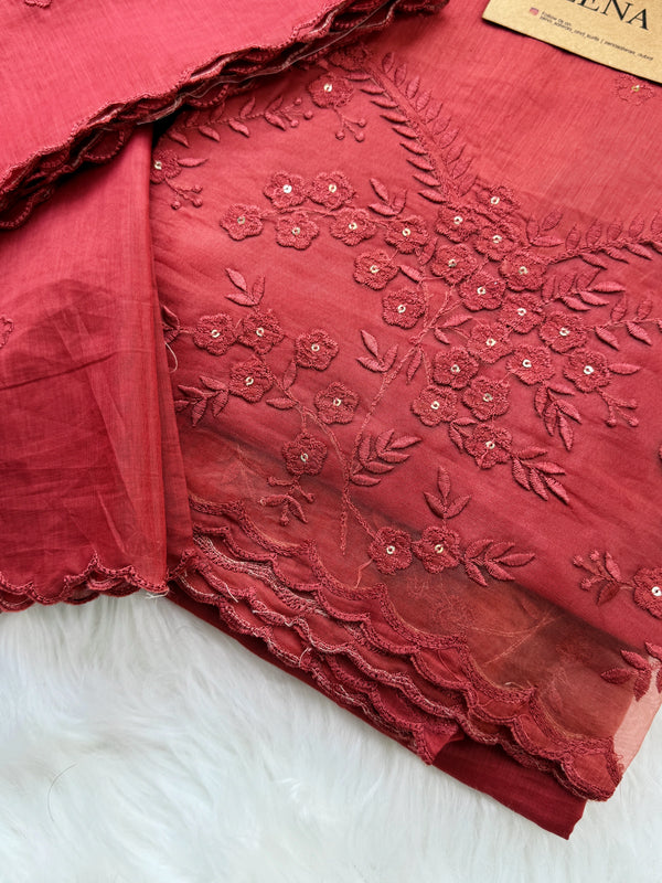 Premium Mul Chanderi Embroidered Unstitched Suit – Redefining Ethnic Elegance