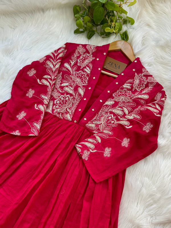 Pure Cotton Embroidered Anarkali Set – Elegant Ready-to-Wear Outfit