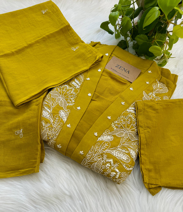 Pure Cotton Embroidered Anarkali Set – Elegant Ready-to-Wear Outfit