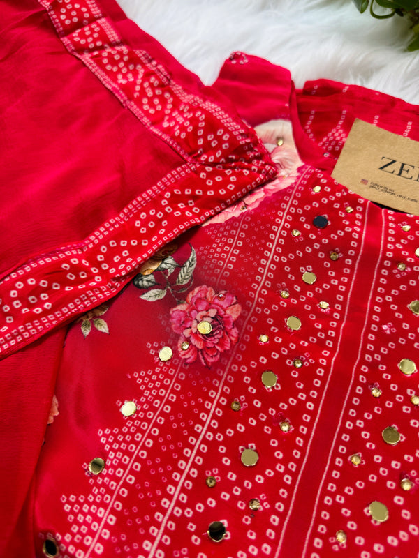 Pure Chinon Partywear Sharara Suit with Sharara Pants – Celebrate in Flowing Elegance