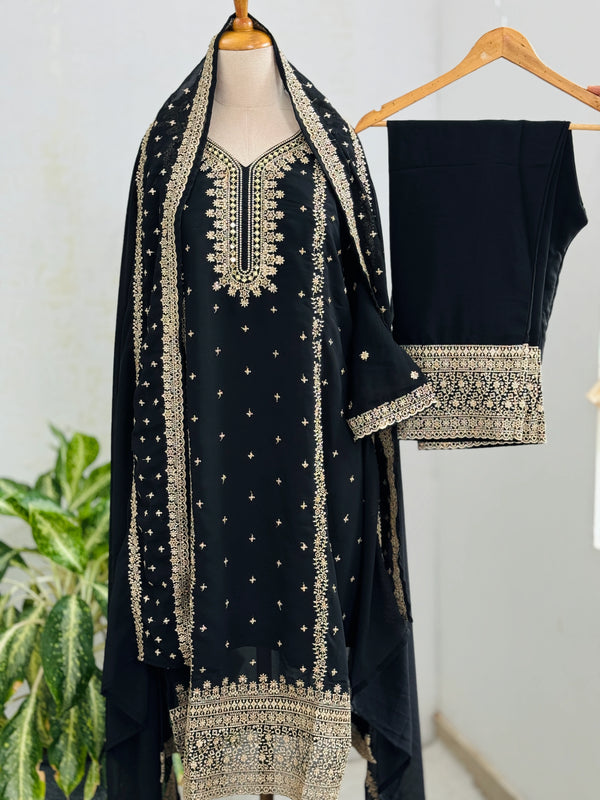 Georgette Partywear Suit with Mirror Work – Sparkle with Subtle Elegance