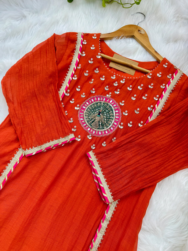 Premium Mul Chanderi Hand Detailed Kurti Set – Timeless Simplicity, Effortless Grace