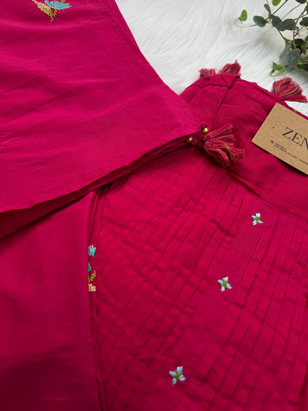 Pure Mul Cotton Embroidered Anarkali Set