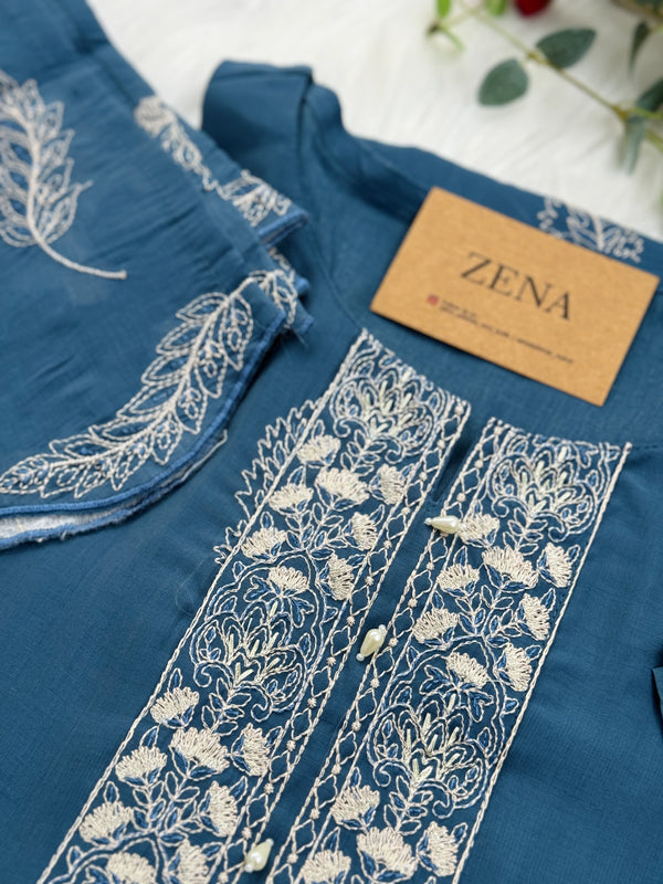 Mul Chanderi Embroidered Kurti Set – Elegant Ethnic Look