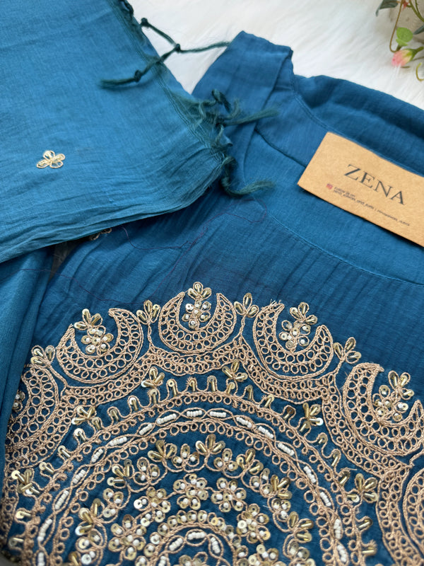 Premium Mul Chanderi Handwork Suit – Luxury Ready-to-Wear Ethnic Set