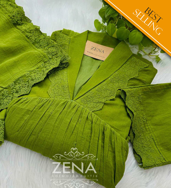 Zena Signature Anarkali 💛 – Premium Pure Mul Cotton🌿