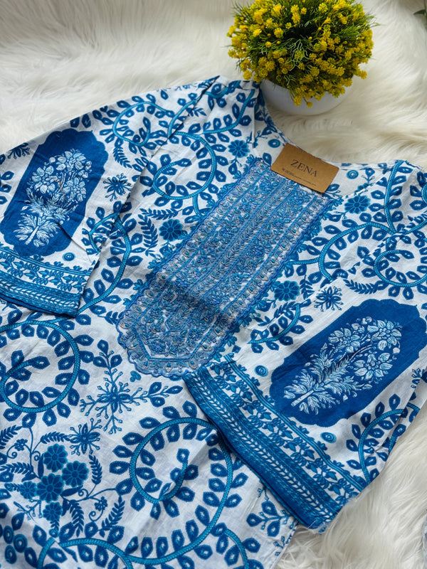 ๐ Pure Cotton Pakistani Kurti Set with Embroidery ๐