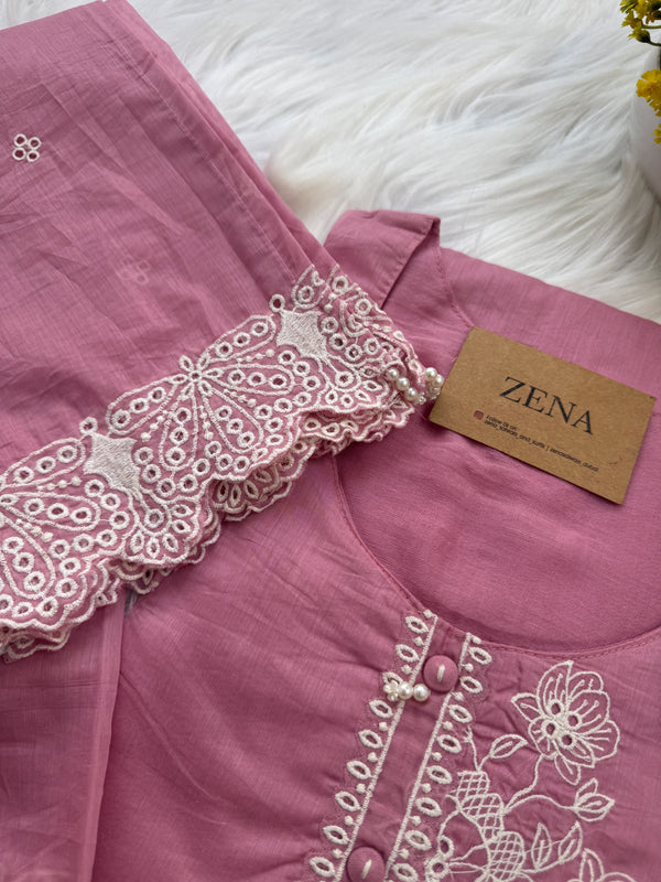 ✨ Premium Mul Chanderi Embroidered Kurti Set ✨