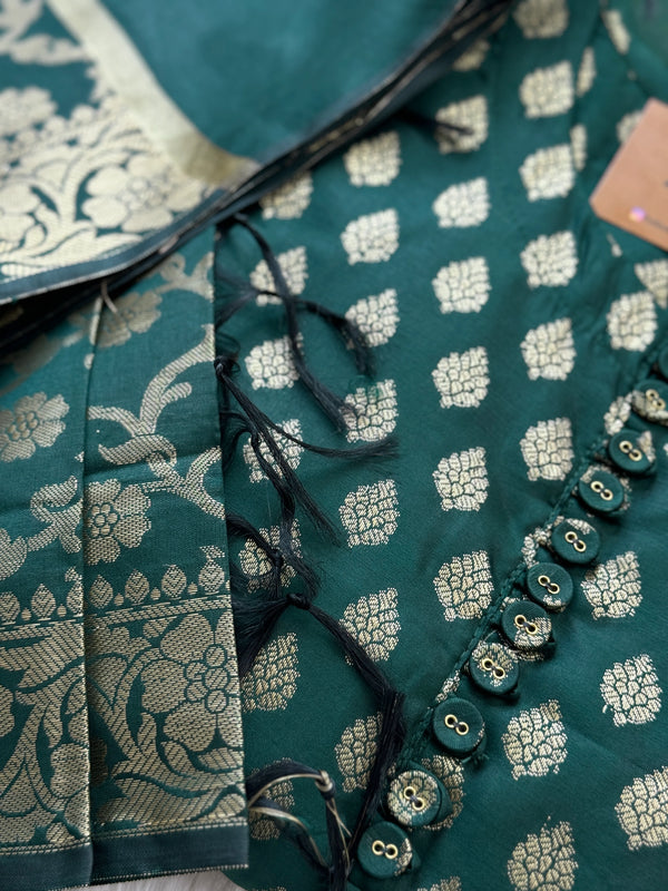 Semi Silk Banarasi Work Kurti Set – Elegant Festive Wear