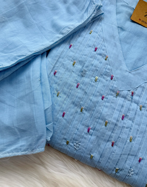 ✨ Mul Cotton Hand-Detailed Anarkali Set ✨