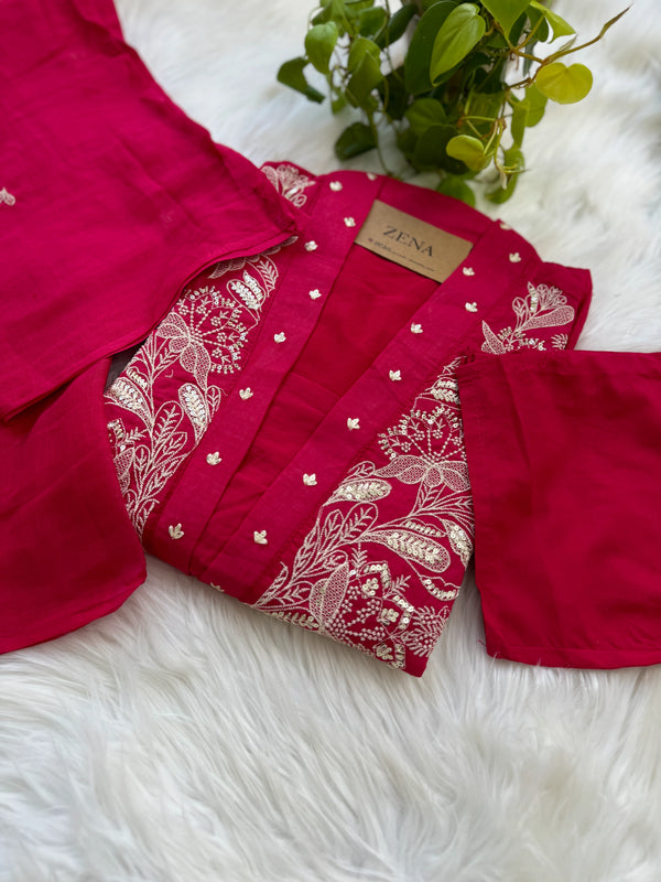 Pure Cotton Embroidered Anarkali Set – Elegant Ready-to-Wear Outfit