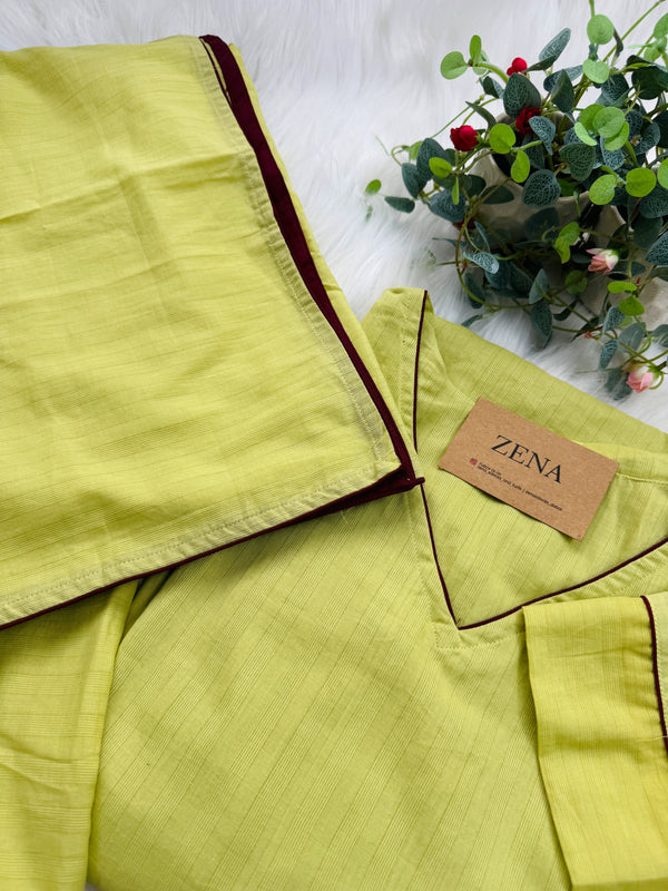 Pure Cotton Striped Embroidered Kurti Set – Classic Elegance with Modern Touch