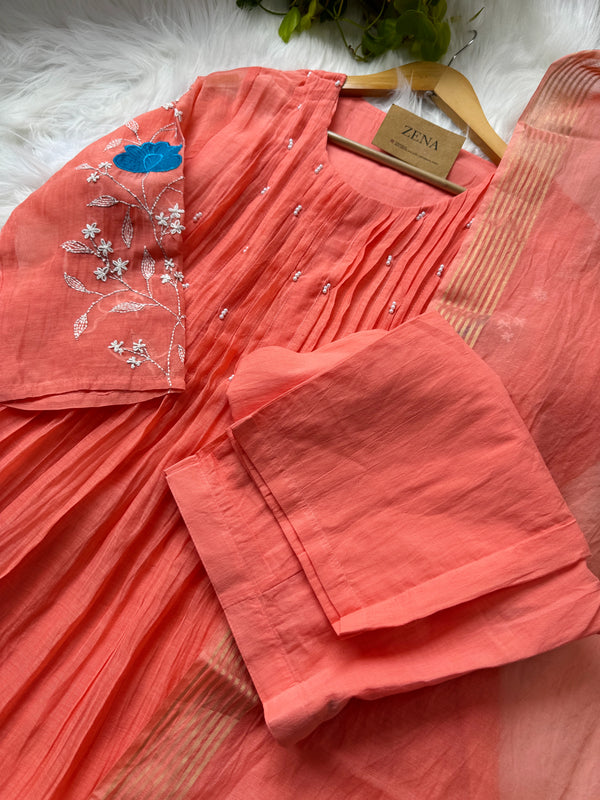 Premium Mul Chanderi Embroidered Anarkali Suit – Timeless Elegance for Your Festive Wardrobe