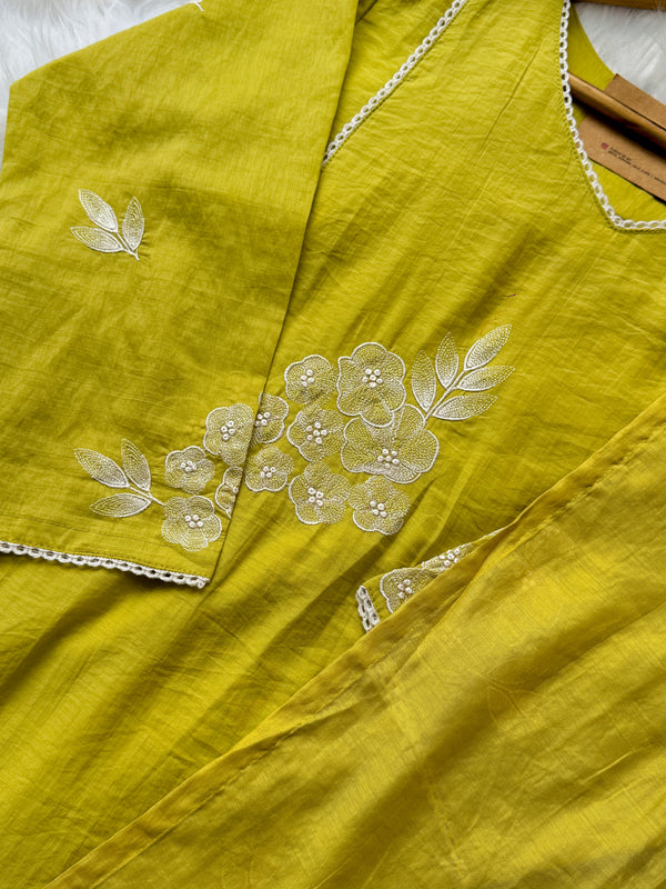 Mul Chanderi Embroidered Anarkali Kurti Set – Timeless Elegance, Effortless Style