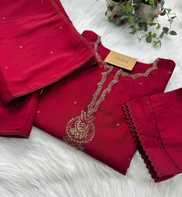 Mul Chanderi Hand Work Kurti Set – Elegant Ethnic Wear 🌸