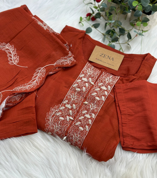 Mul Chanderi Embroidered Kurti Set – Elegant Ethnic Look