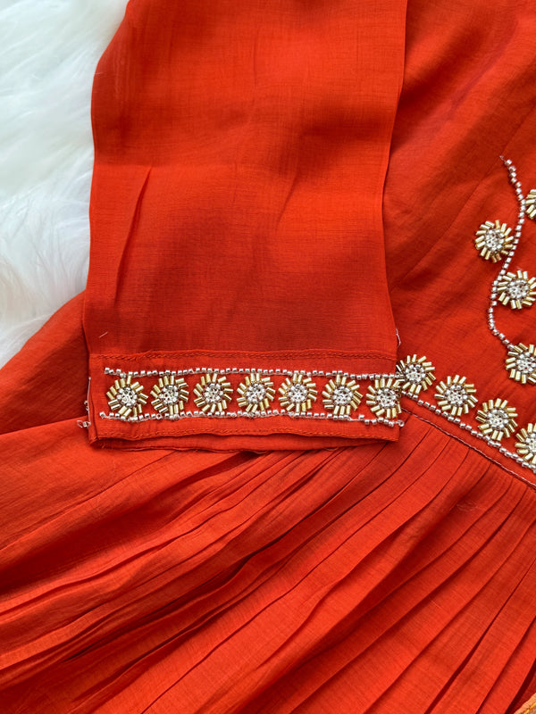 Premium Mul Chanderi Handwork Anarkali Set