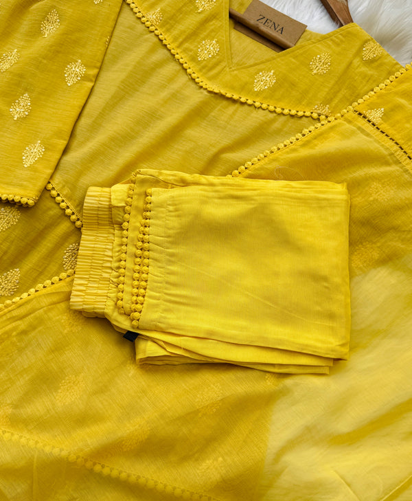 ✨ Mul Chanderi Embroidered Anarkali Set ✨