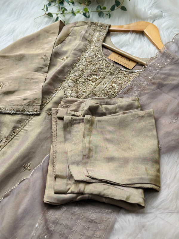 Premium Tissue Silk Handwork Kurti Set ✨