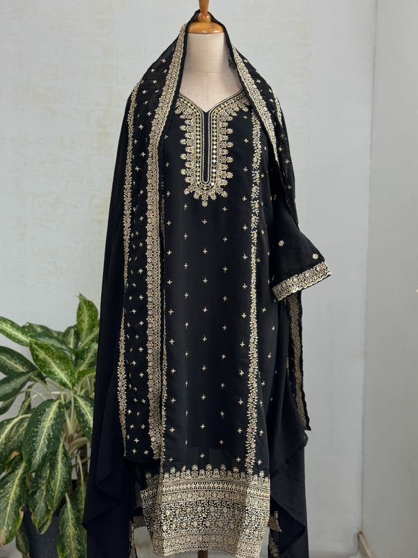 Georgette Partywear Suit with Mirror Work – Sparkle with Subtle Elegance
