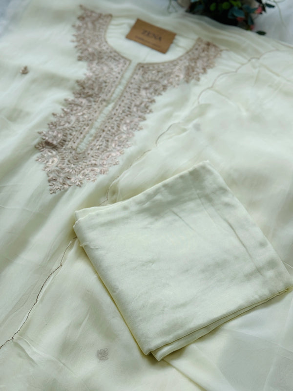 Premium Pure Organza Handwork Unstitched Suit – Luxury Partywear