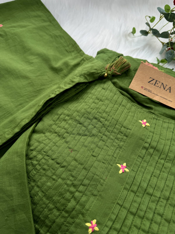 Pure Mul Cotton Embroidered Anarkali Set