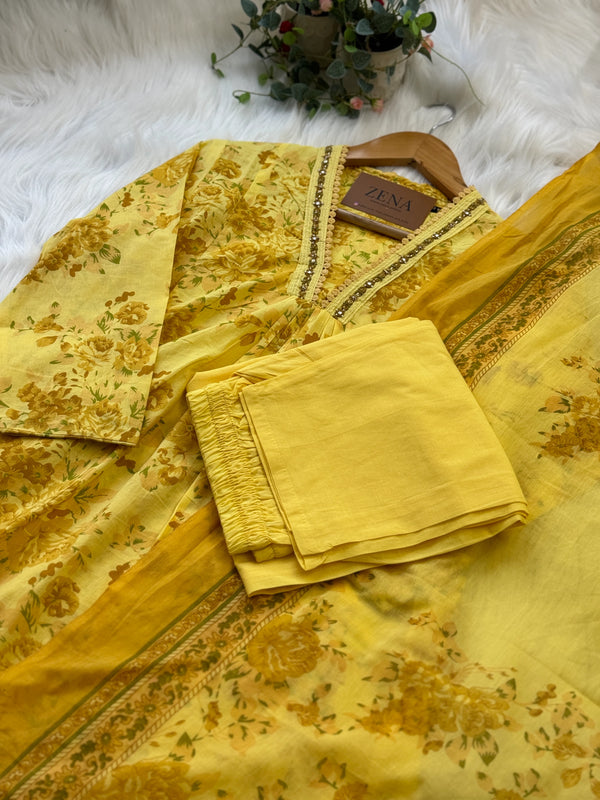 Pure Cotton A-Line Kurti Set – Comfortable & Stylish Daily Wear