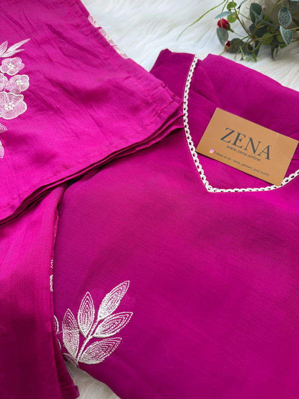 Mul Chanderi Embroidered Anarkali Kurti Set – Timeless Elegance, Effortless Style