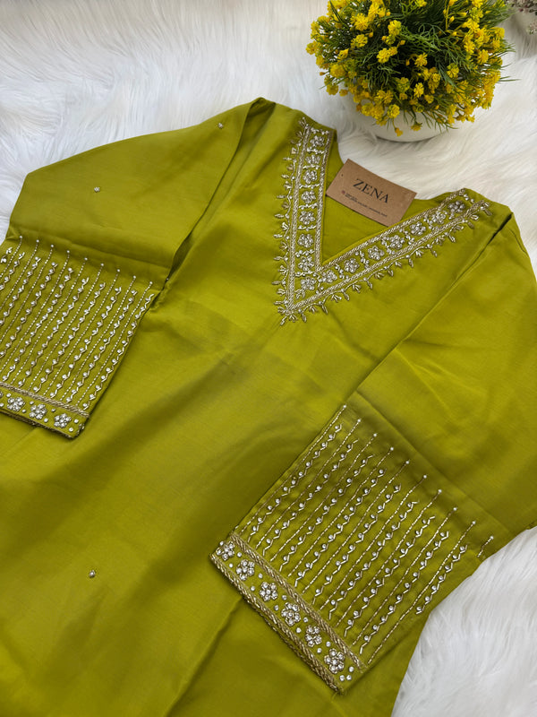 ✨ Organza Handwork Party Wear Kurti Set ✨