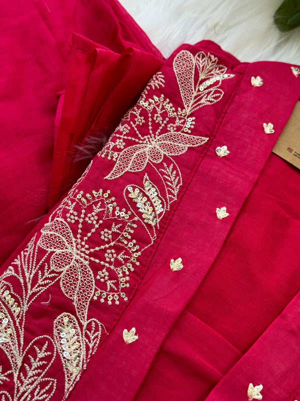 Pure Cotton Embroidered Anarkali Set – Elegant Ready-to-Wear Outfit