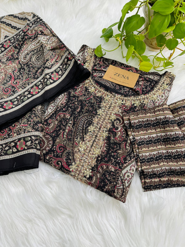 Muslin Hand Detailed Anarkali Kurti Set – Light, Elegant, Effortless