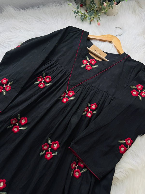 Pure Cotton Embroidered Anarkali Suit – Comfort Wrapped in Elegance 🌸