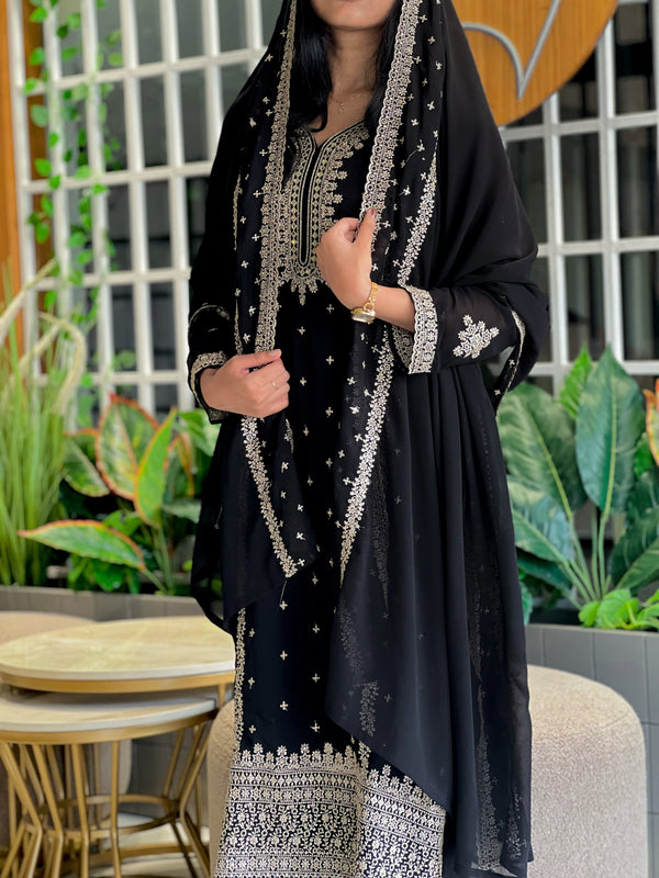 Georgette Partywear Suit with Mirror Work – Sparkle with Subtle Elegance