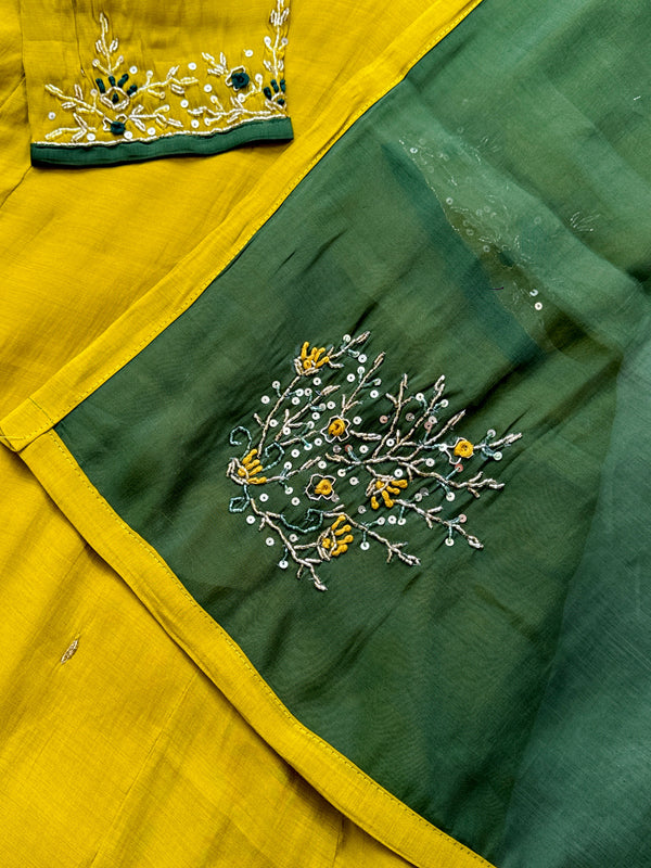 Mul Chanderi Hand Detailed A-Line Kurti Set – Subtle Elegance, Effortless Comfort