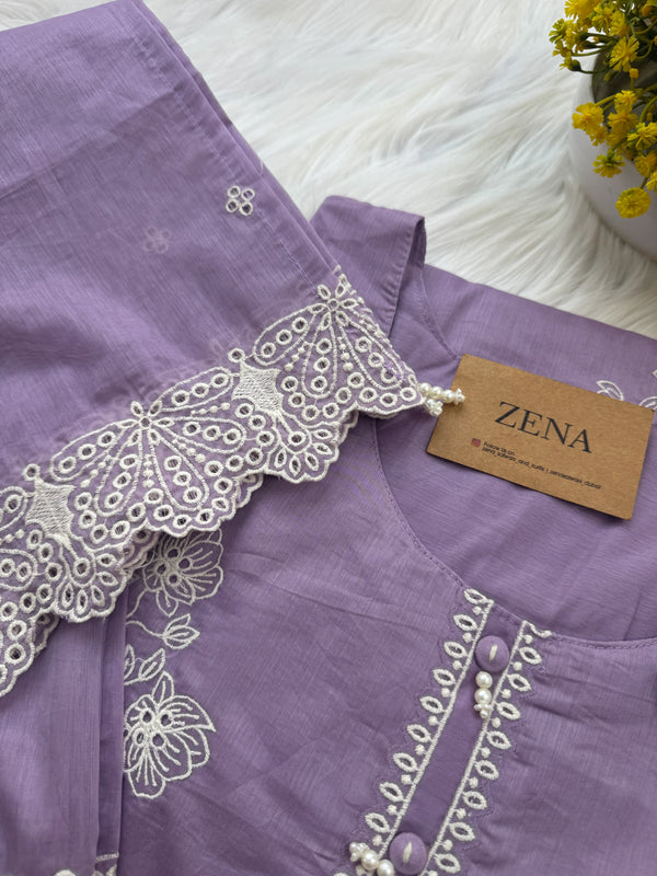 ✨ Premium Mul Chanderi Embroidered Kurti Set ✨