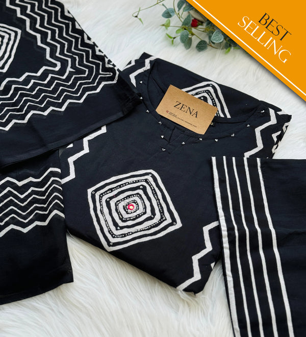 Pure Cotton Hand Detailed Kurti Set – Elegant & Comfortable Daily Ethnic Wear