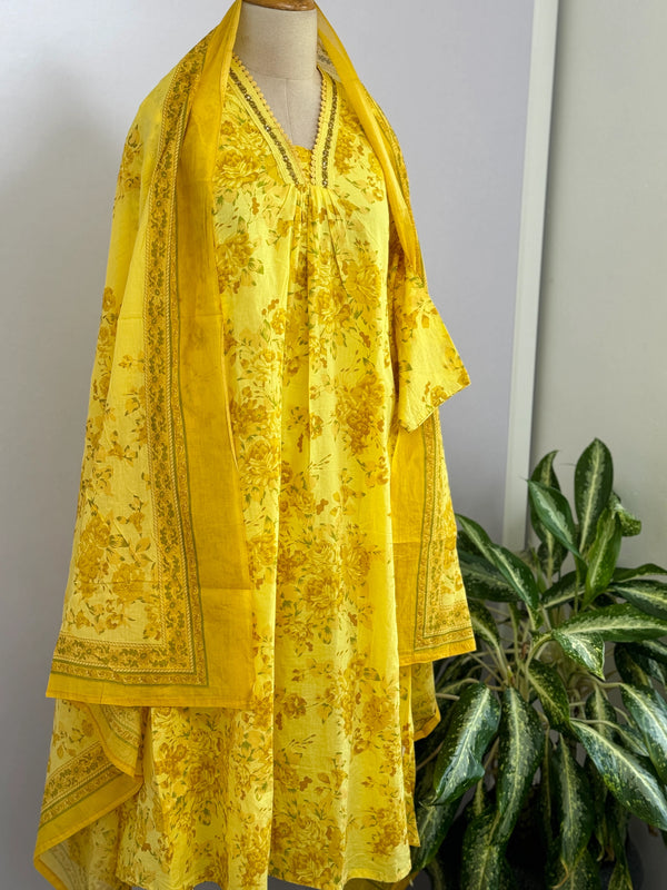 Pure Cotton A-Line Kurti Set – Comfortable & Stylish Daily Wear