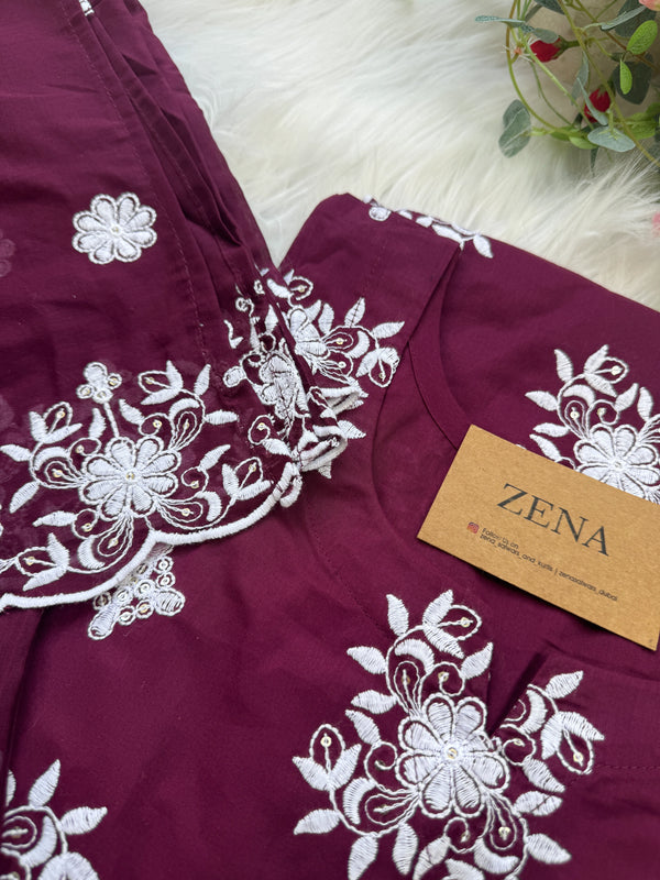 Pure Cotton Embroidered Kurti Set – Comfort Meets Classic Style