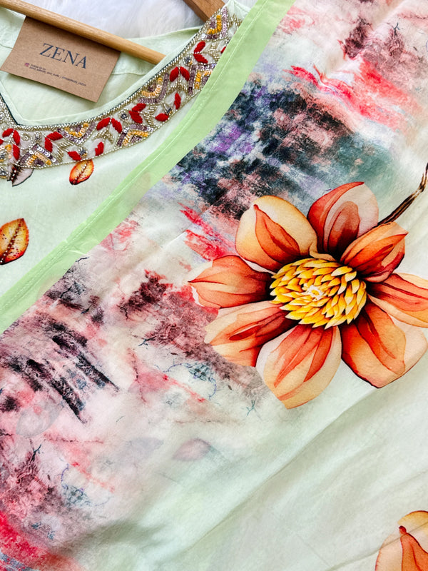 Muslin Ready-to-Wear Digital Printed Kurti Set – Stylish & Comfortable