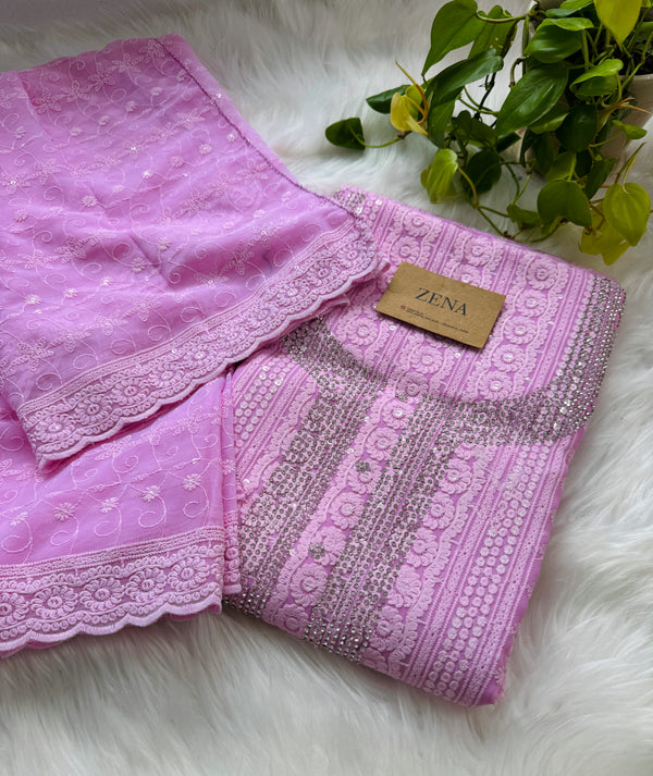 Georgette Unstitched Chikankari Suit – Classic Elegance, Your Style