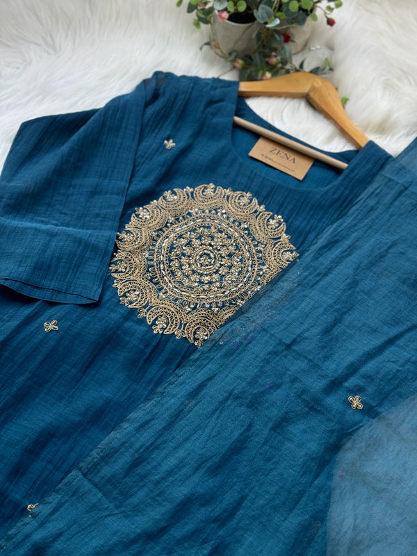 Premium Mul Chanderi Handwork Suit – Luxury Ready-to-Wear Ethnic Set