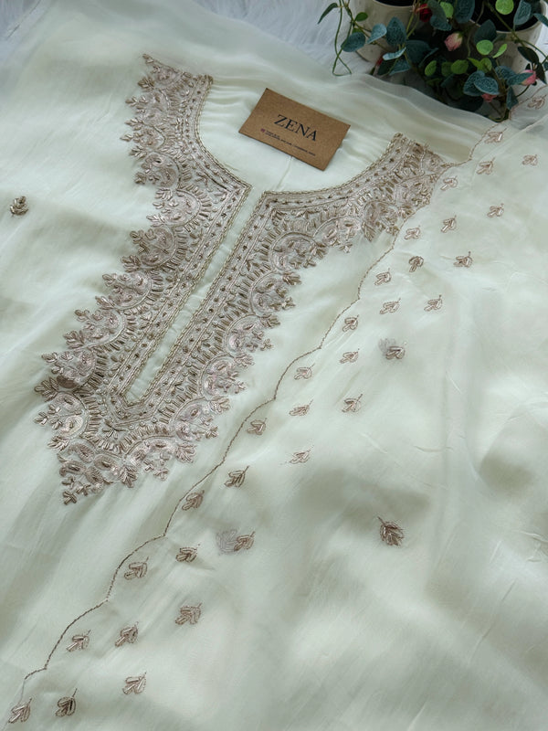 Premium Pure Organza Handwork Unstitched Suit – Luxury Partywear